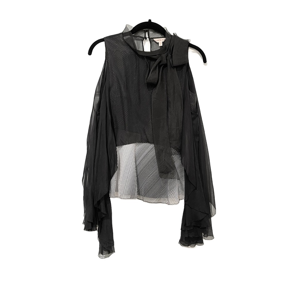JORYA Elegant Black Sheer Women's Top Size4